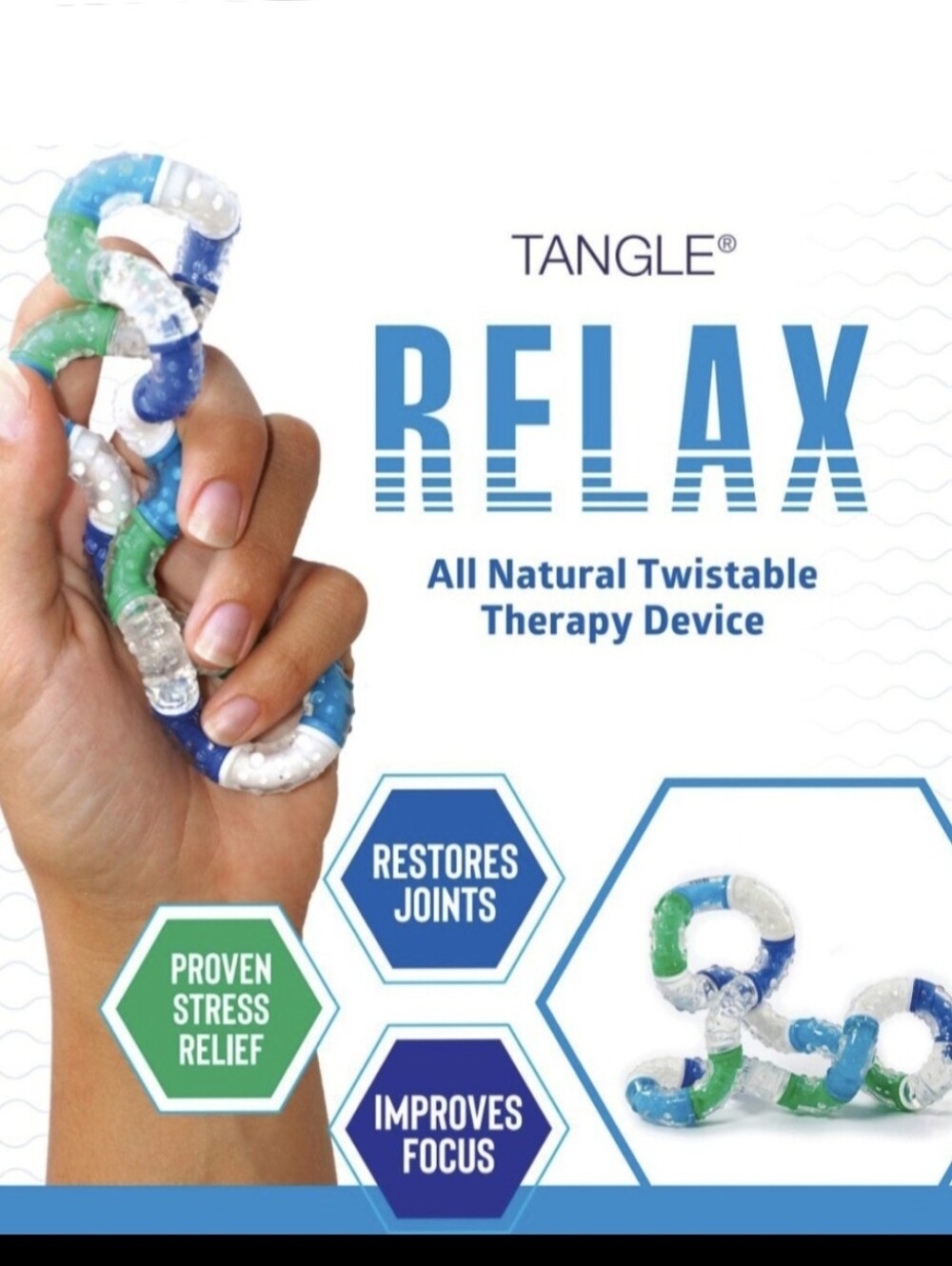 Tangle Relax Therapy Sensory Fidget - Blue, Green, White